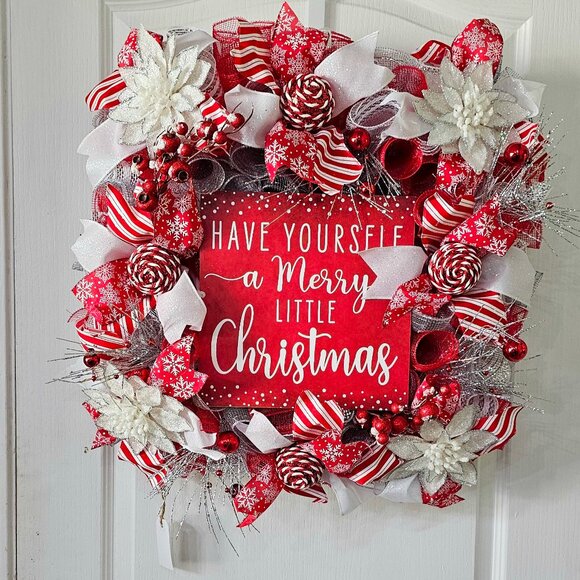 🎅 "Have Yourself a Merry Little Christmas" Wreath 🎄 - Picture 1 of 7